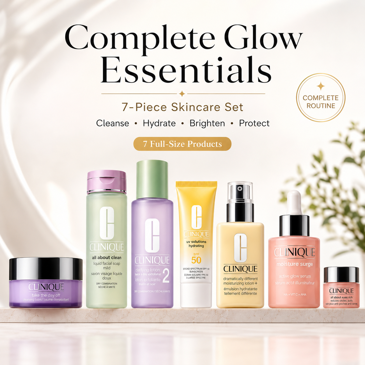 Repair & Glow 7-Piece Skincare Set – Cleanse, Hydrate, Brighten & Protect